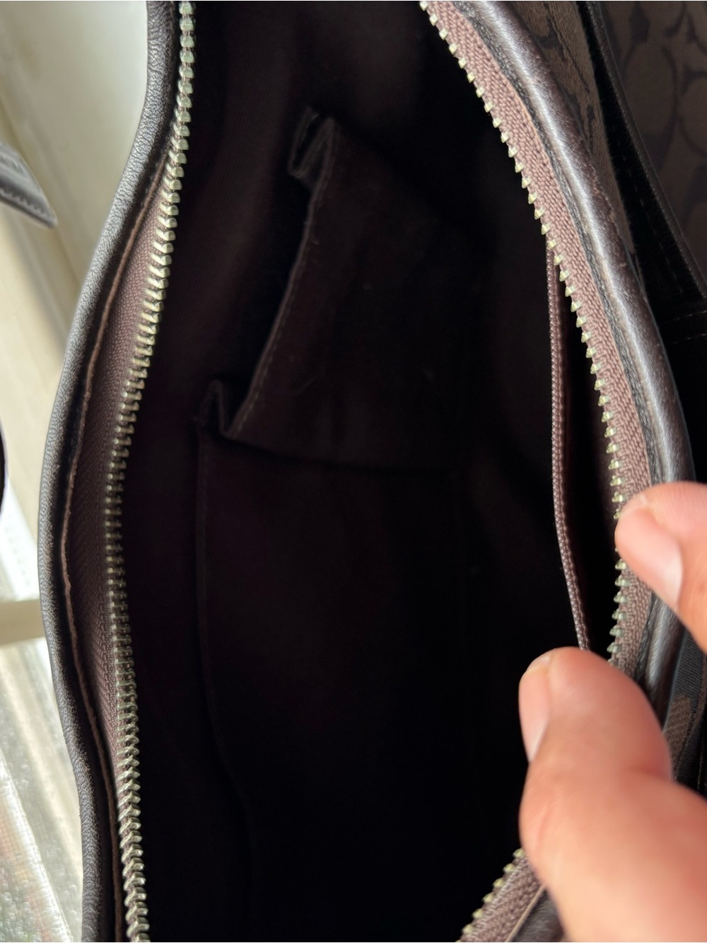 Coach Brown Signature Canvas Hobo with Dark Brown Leather Trim - Picture 13 of 13